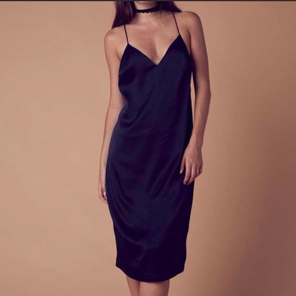 NWT Silky black slip dress